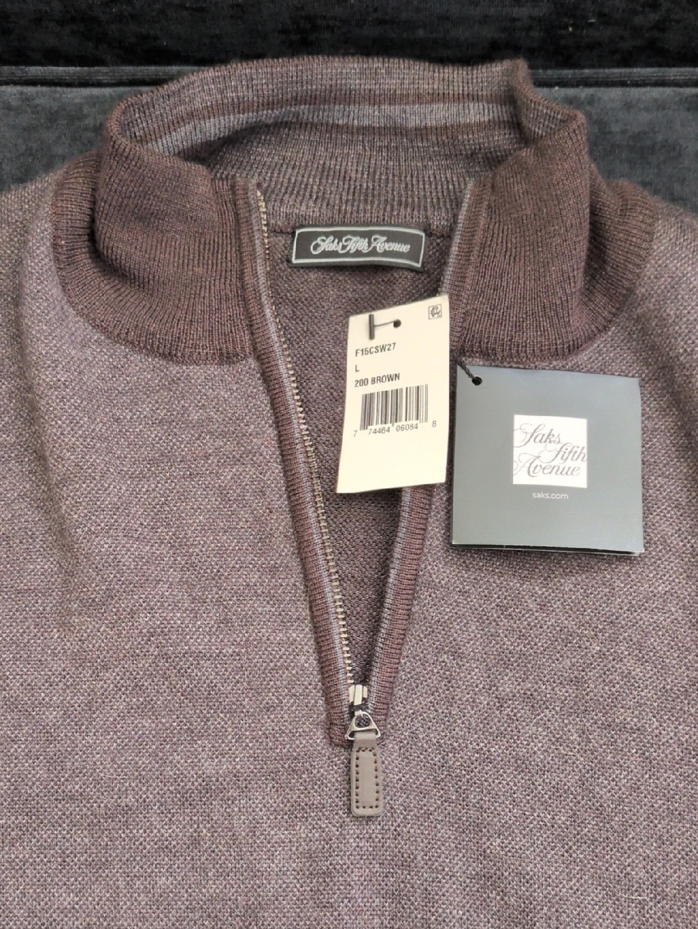 Saks Fifth Avenue Men’s Brown Heather Half-Zip Sweater
